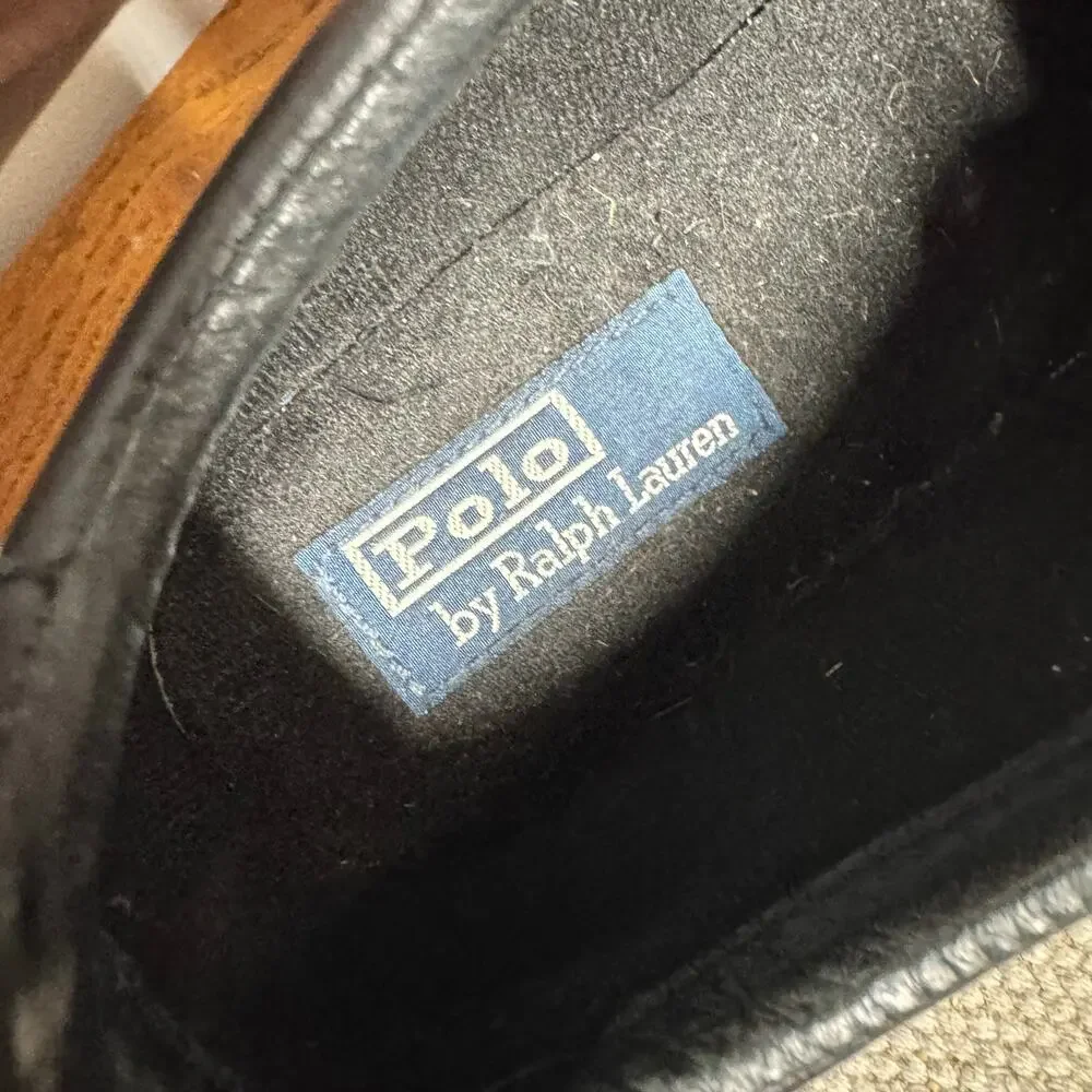 Polo Ralph Lauren Hanford Leather Trainers Sneaker Men 10D Black Quite Luxury‎